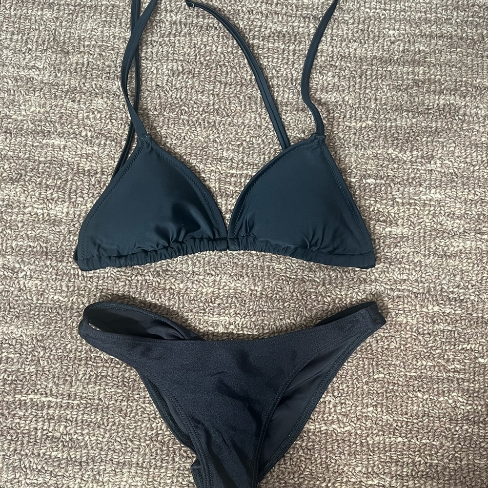 aerie Black Triangle Bikini Set